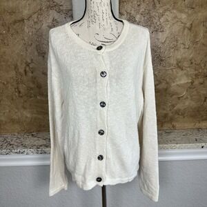 CP Shades‎ Button Front Knit Cardigan Sweater Womens Medium Cotton Rayon Cream
